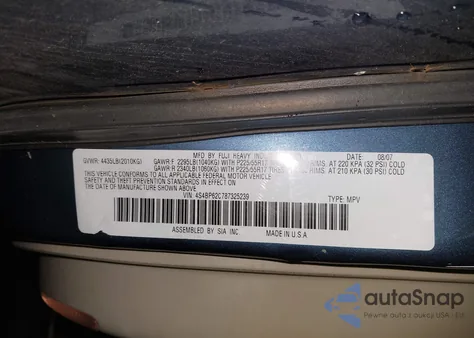 2008 Subaru Outback 2.5I Limited/2.5I Limited L.l. Bean Edition from USA, damaged, VIN 4S4BP62C787325239